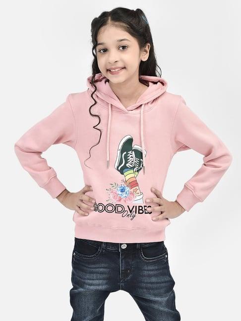 crimsoune club kids pink printed full sleeves sweatshirt