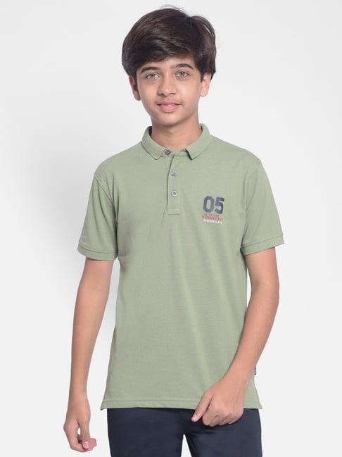 crimsoune club kids sage green solid polo t-shirt