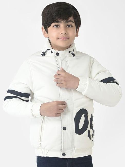 crimsoune club kids white & navy printed full sleeves jacket