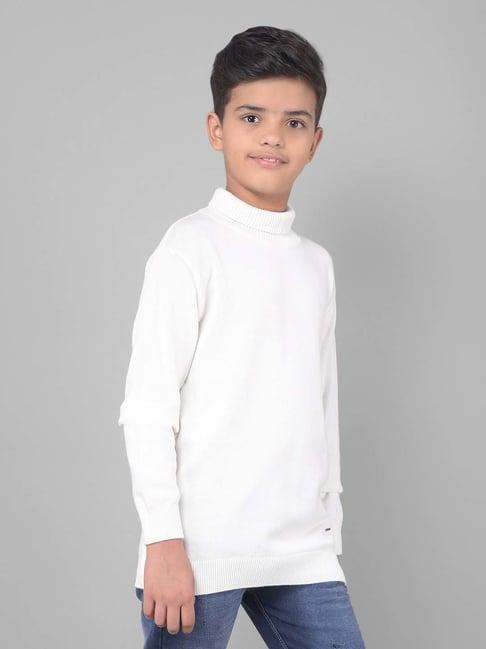 crimsoune club kids white cotton regular fit full sleeves sweater