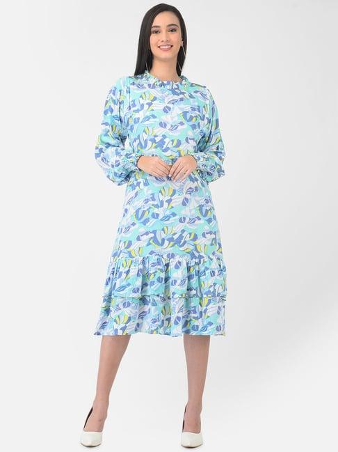 crimsoune club light blue floral print midi dress