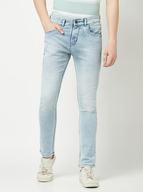 crimsoune club light blue slim fit heavily washed jeans