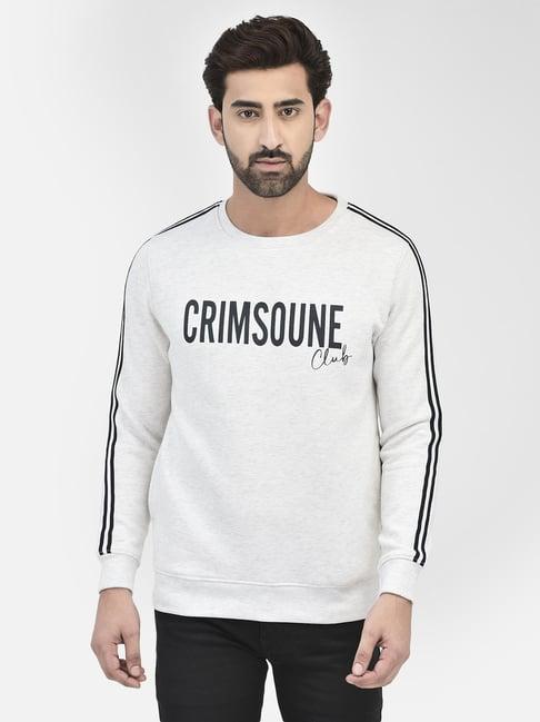 crimsoune club light grey melange slim fit printed sweatshirt