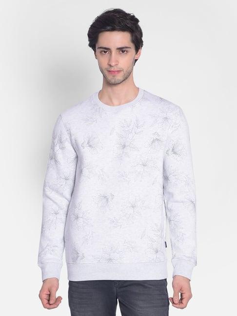 crimsoune club light grey regular fit floral print sweatshirt
