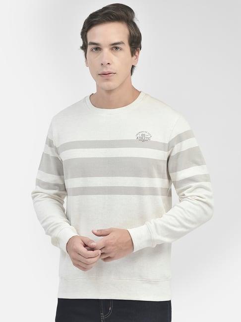 crimsoune club light grey slim fit striped sweatshirt