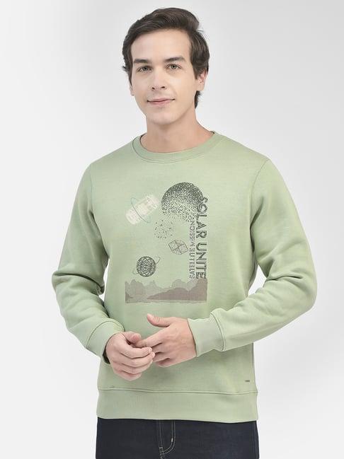 crimsoune club light olive slim fit printed sweatshirt