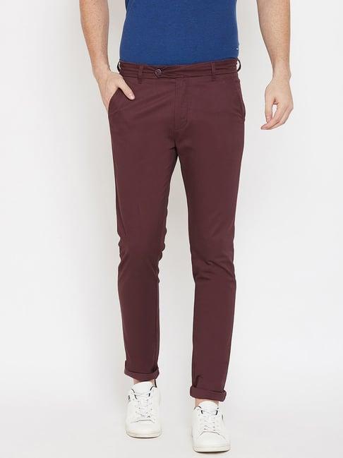 crimsoune club maroon cotton slim fit chinos