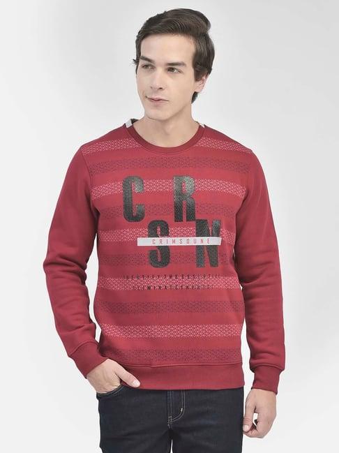 crimsoune club maroon slim fit printed sweatshirt