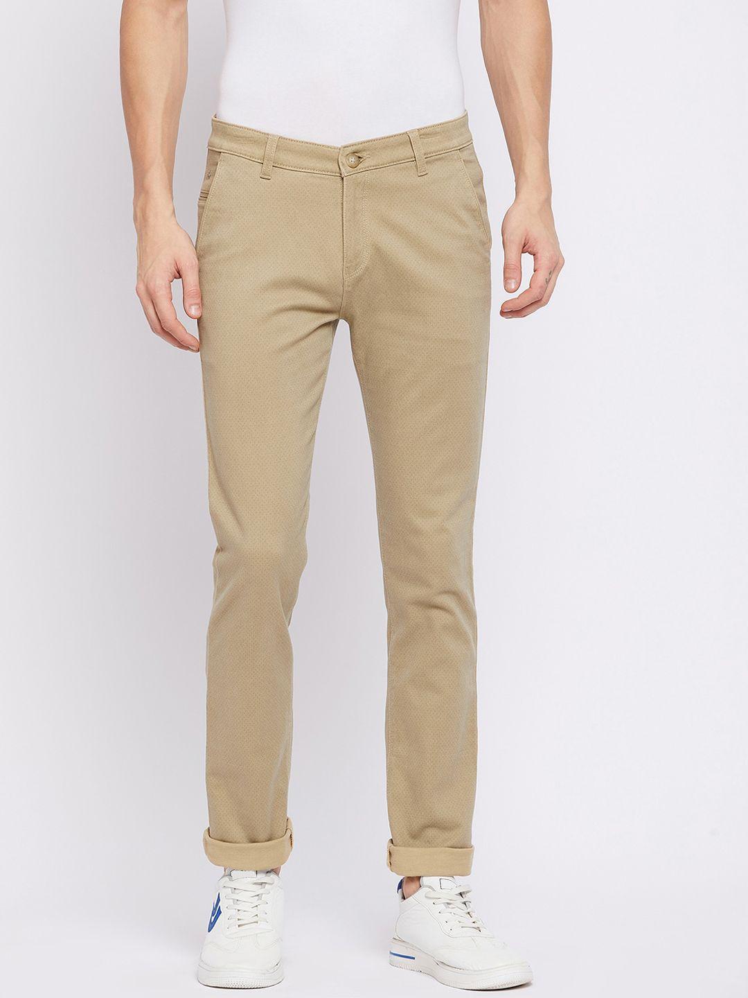 crimsoune club men beige slim fit trousers