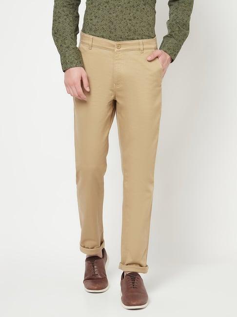 crimsoune club men beige solid casual trouser