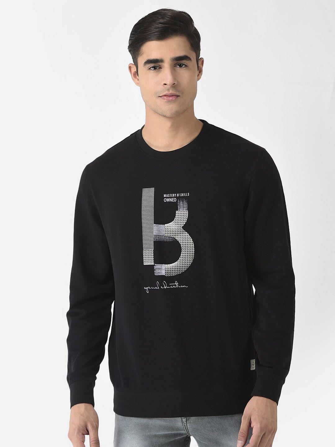 crimsoune club men black printed cotton sweatshirt