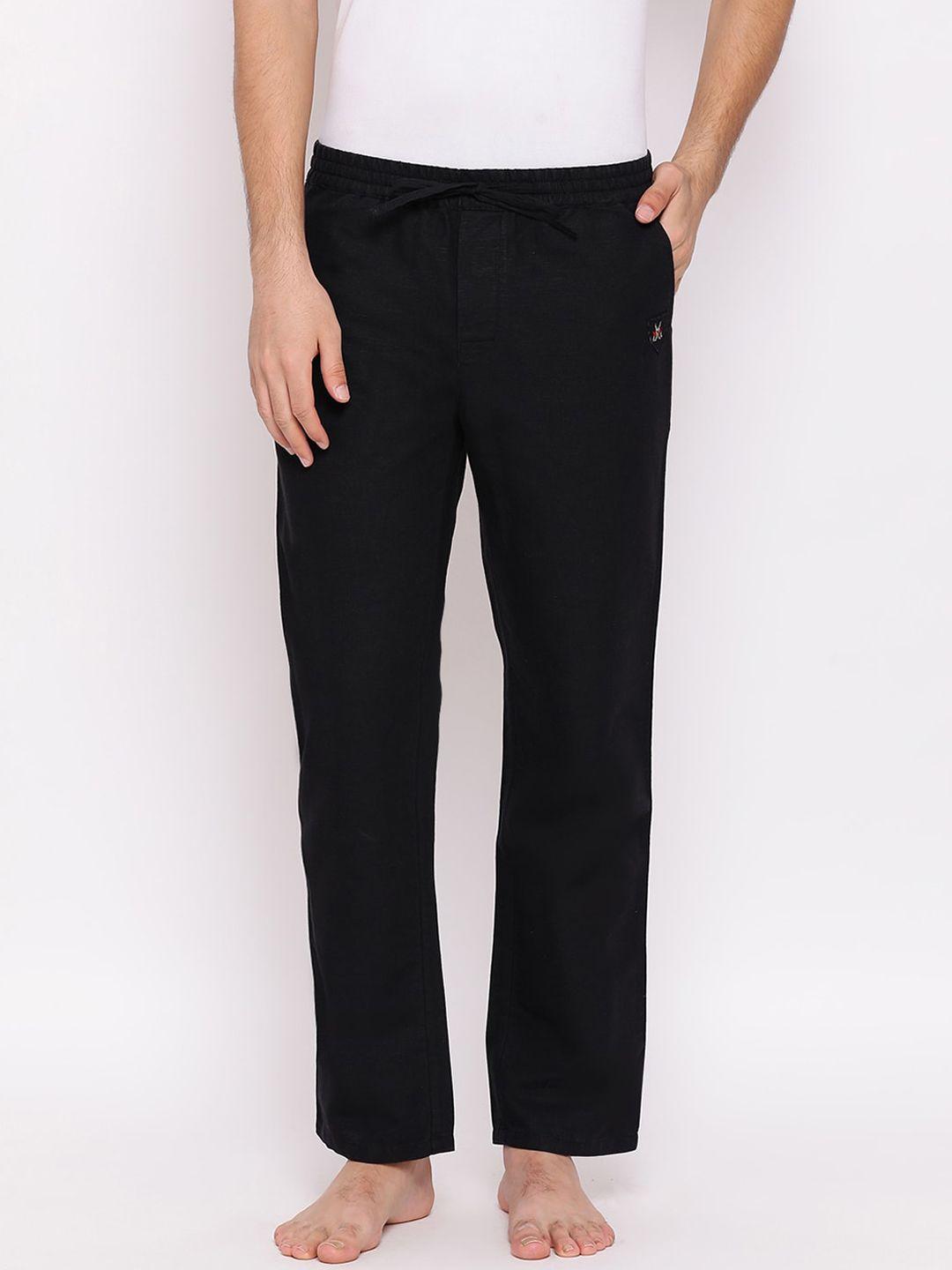 crimsoune club men black solid cotton lounge pants