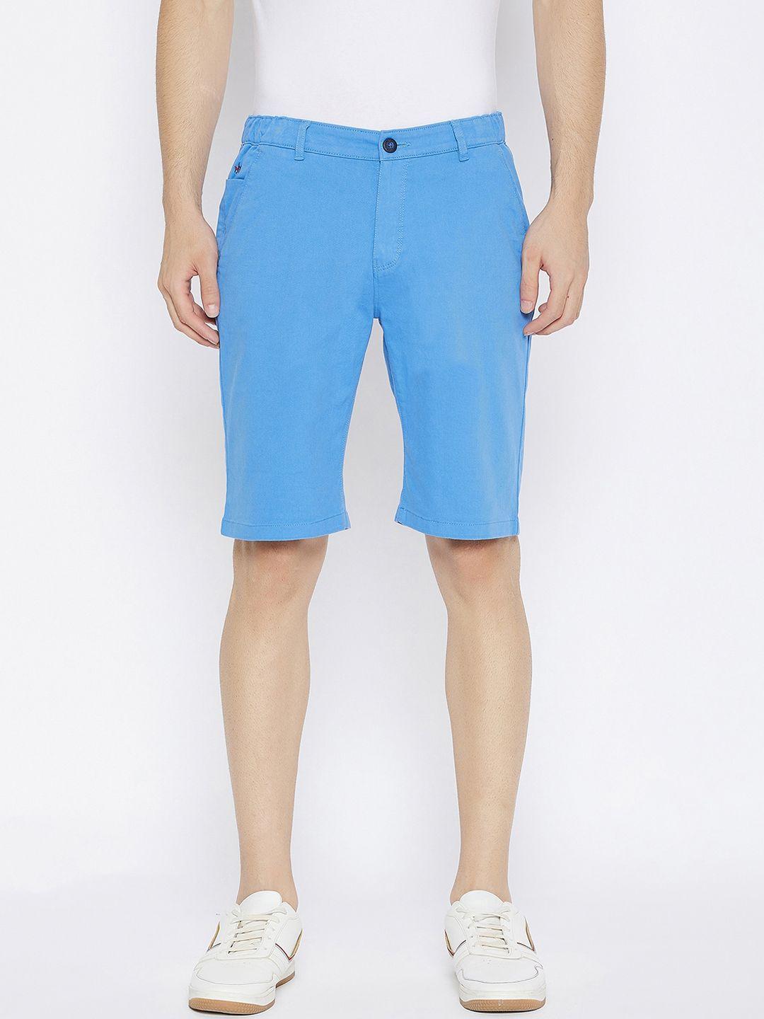 crimsoune club men blue slim fit mid-rise regular shorts