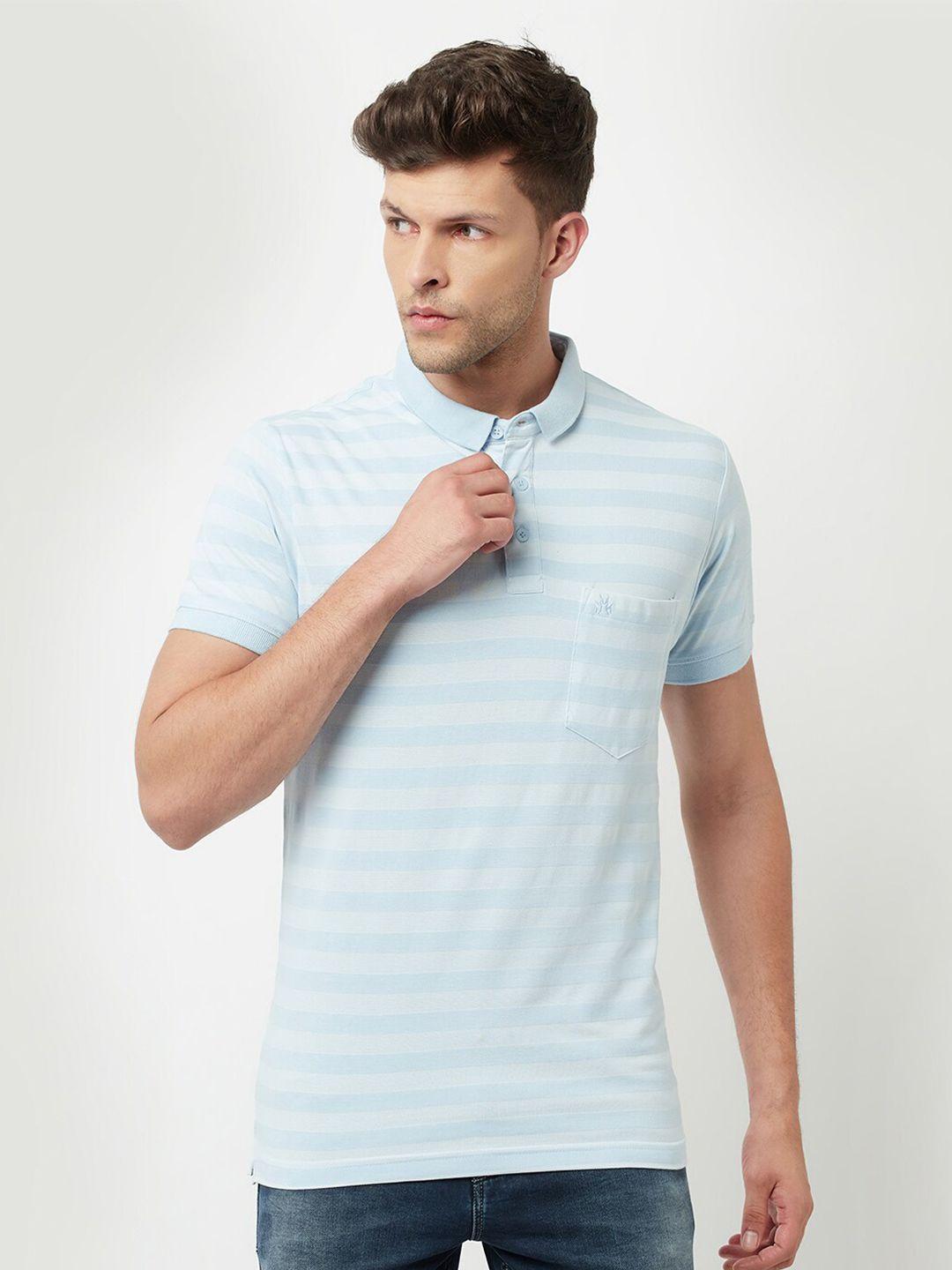crimsoune club men blue striped polo collar slim fit t-shirt