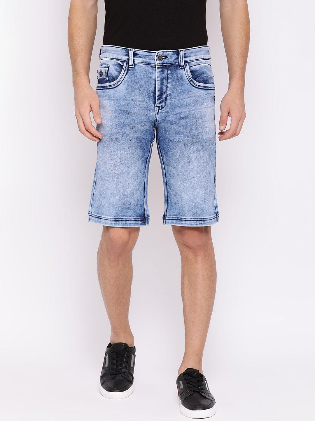 crimsoune club men blue washed slim fit denim shorts