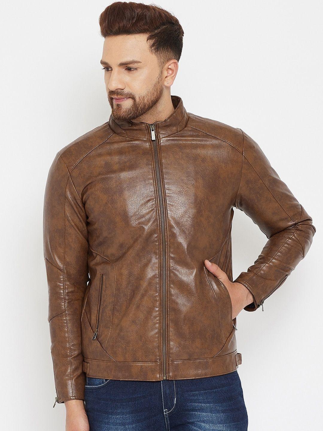 crimsoune club men brown coffee biker jacket