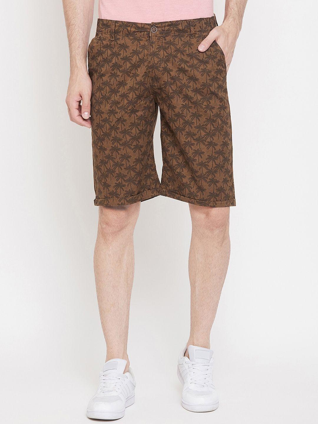 crimsoune club men brown printed slim fit regular shorts