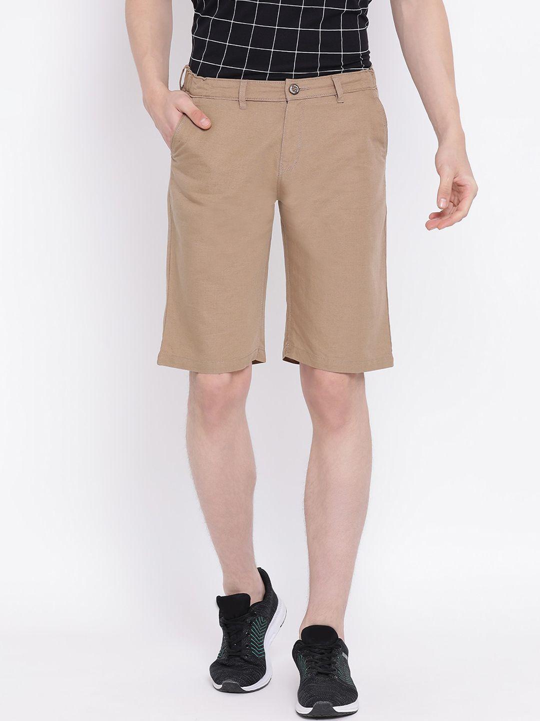 crimsoune club men brown slim fit mid-rise regular shorts