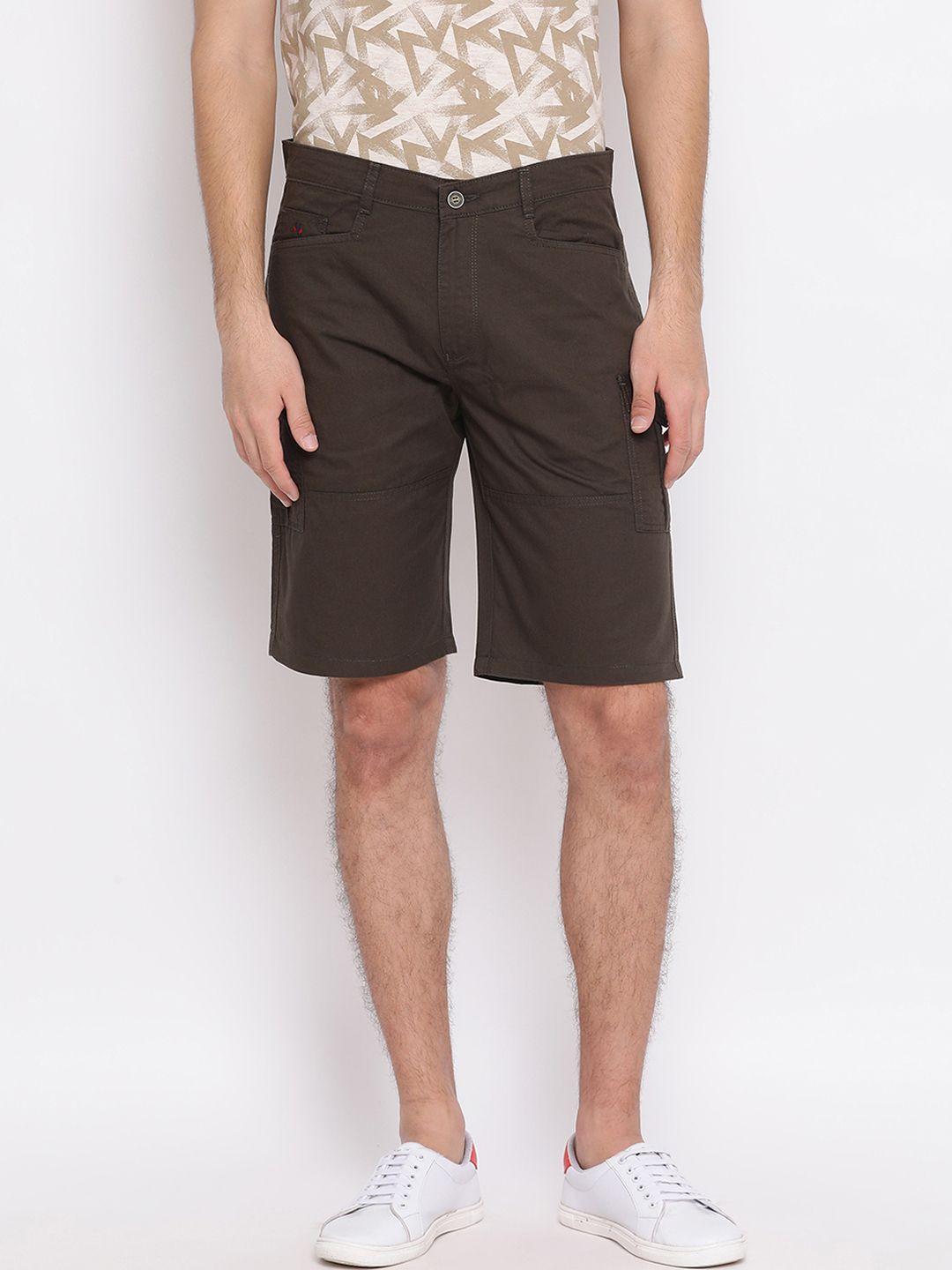 crimsoune club men brown solid slim fit cargo shorts