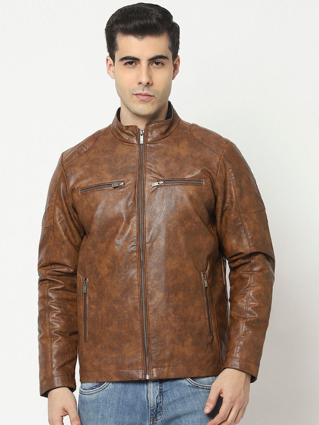 crimsoune club men brown water resistant biker jacket