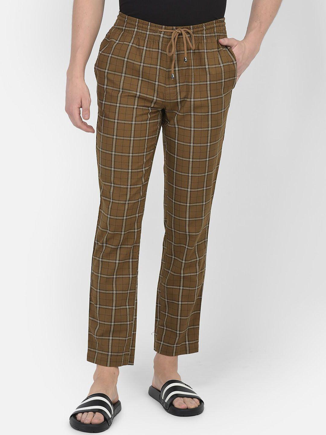 crimsoune club men checked pure cotton lounge pants