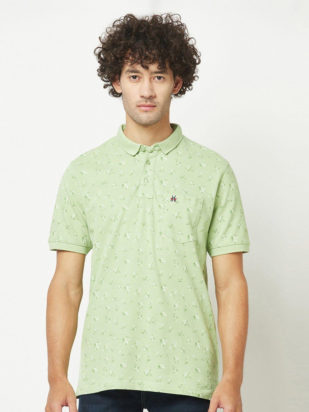 crimsoune club men conversational printed polo collar pure cotton t-shirt