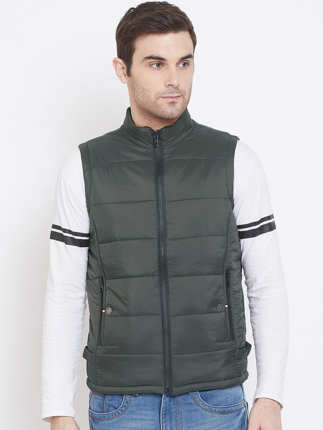 crimsoune club men green solid lightweight padded jacket