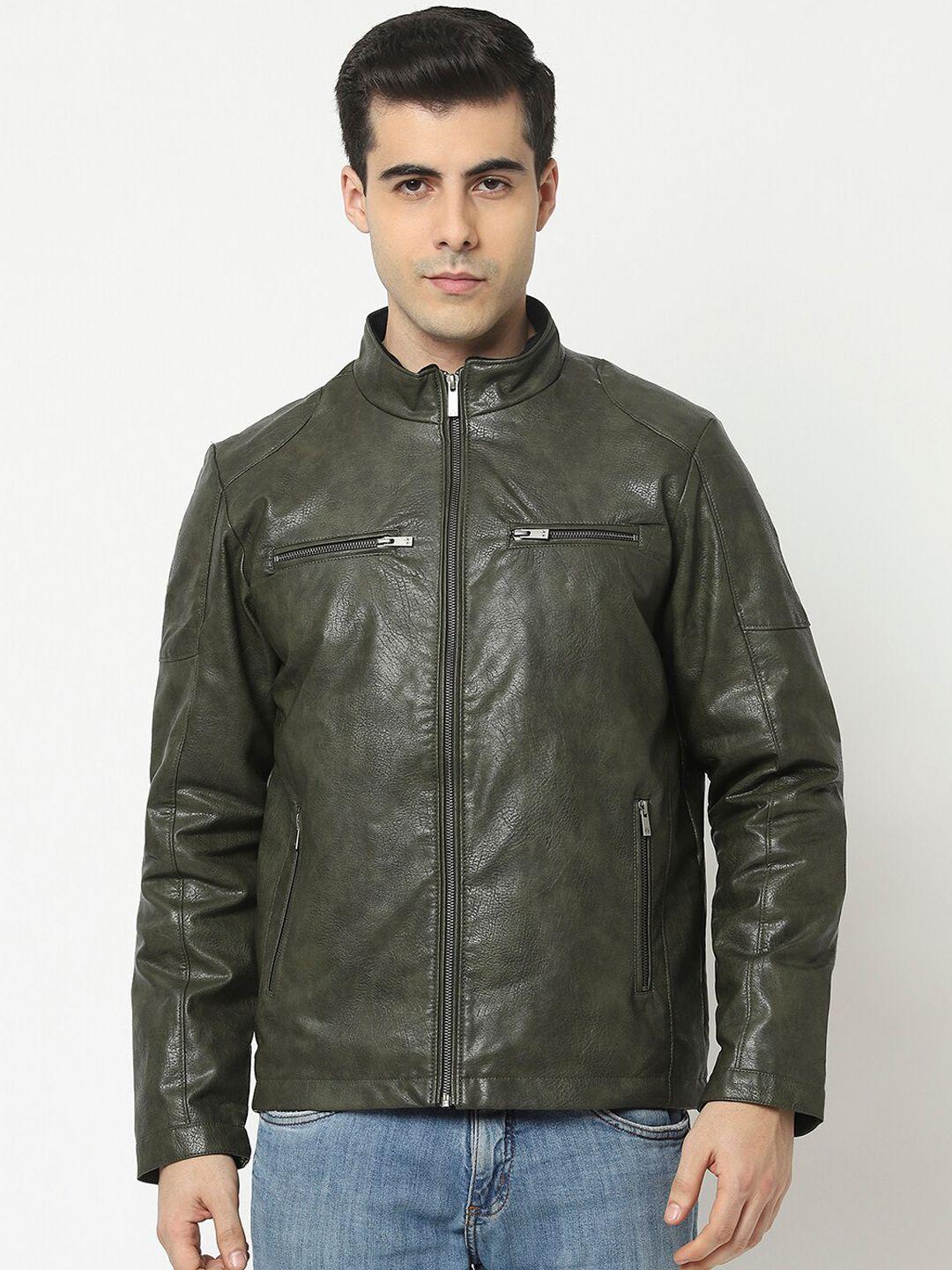 crimsoune club men green water resistant biker jacket