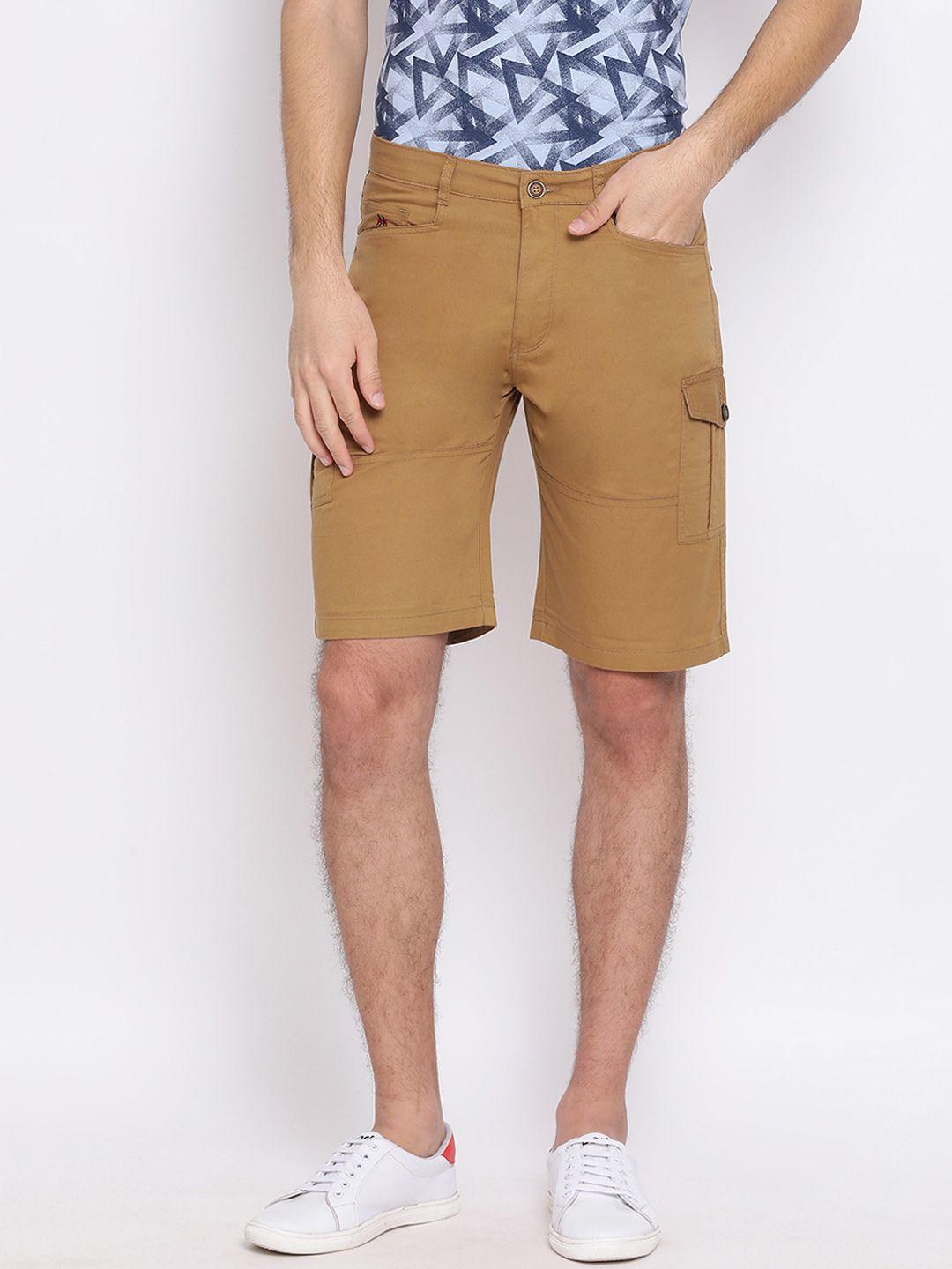 crimsoune club men khaki solid slim fit regular shorts