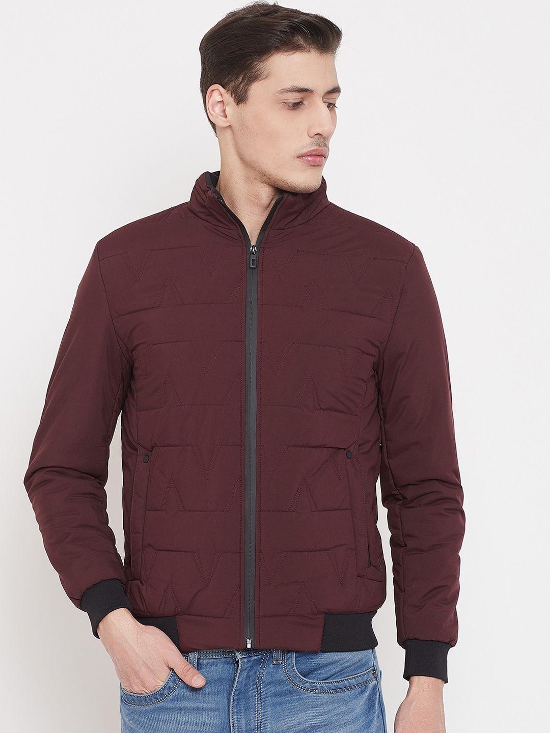 crimsoune club men maroon solid windcheater and water resistant bomber