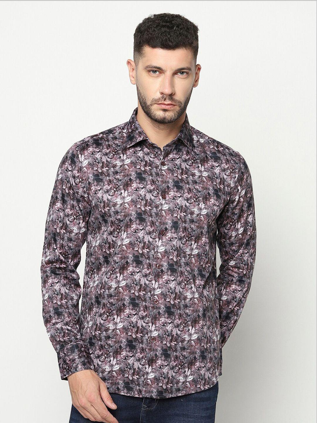 crimsoune club men multicoloured slim fit floral printed casual shirt