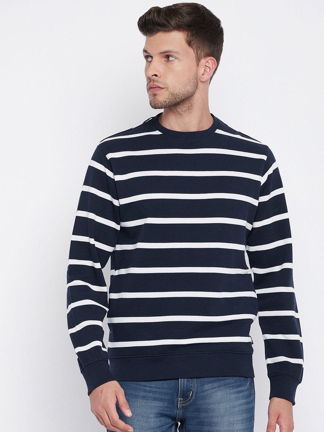 crimsoune club men navy blue striped sweatshirt