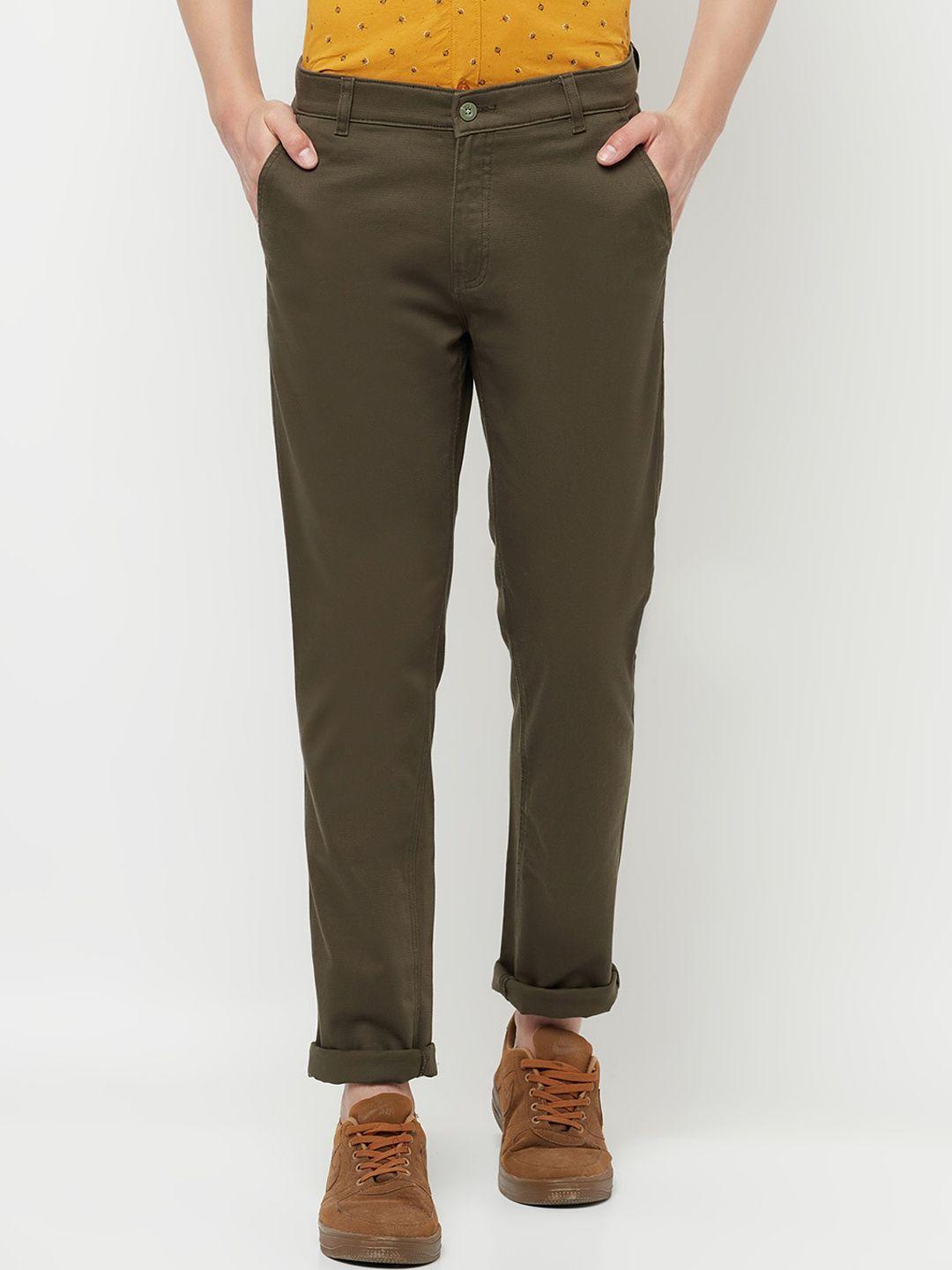 crimsoune club men olive green solid original casual trousers