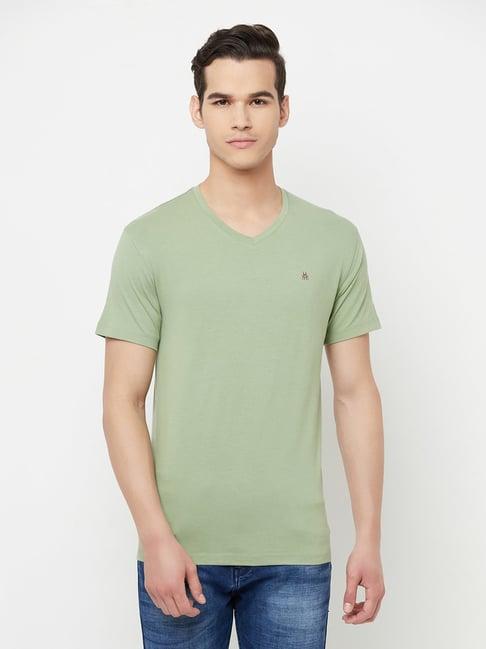 crimsoune club men olive solid v-neck t-shirt