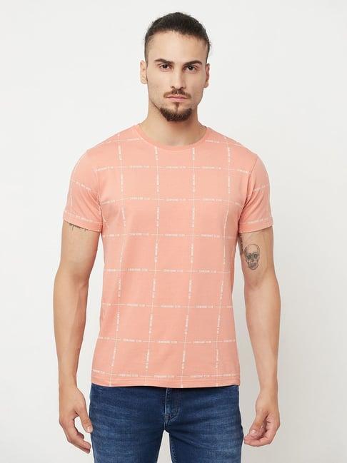 crimsoune club men peach printed round neck t-shirt