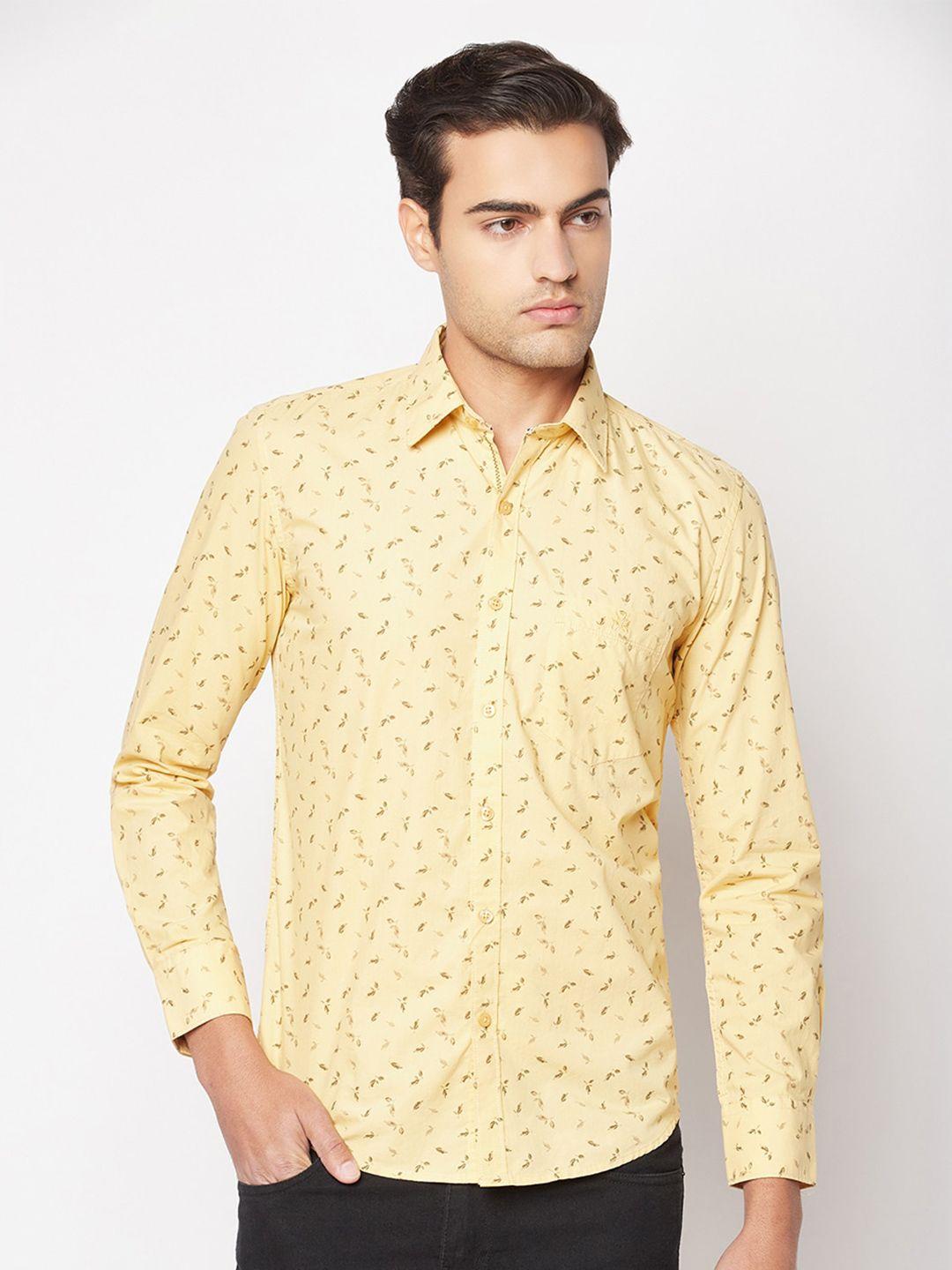 crimsoune club men slim fit floral printed cotton casual shirt