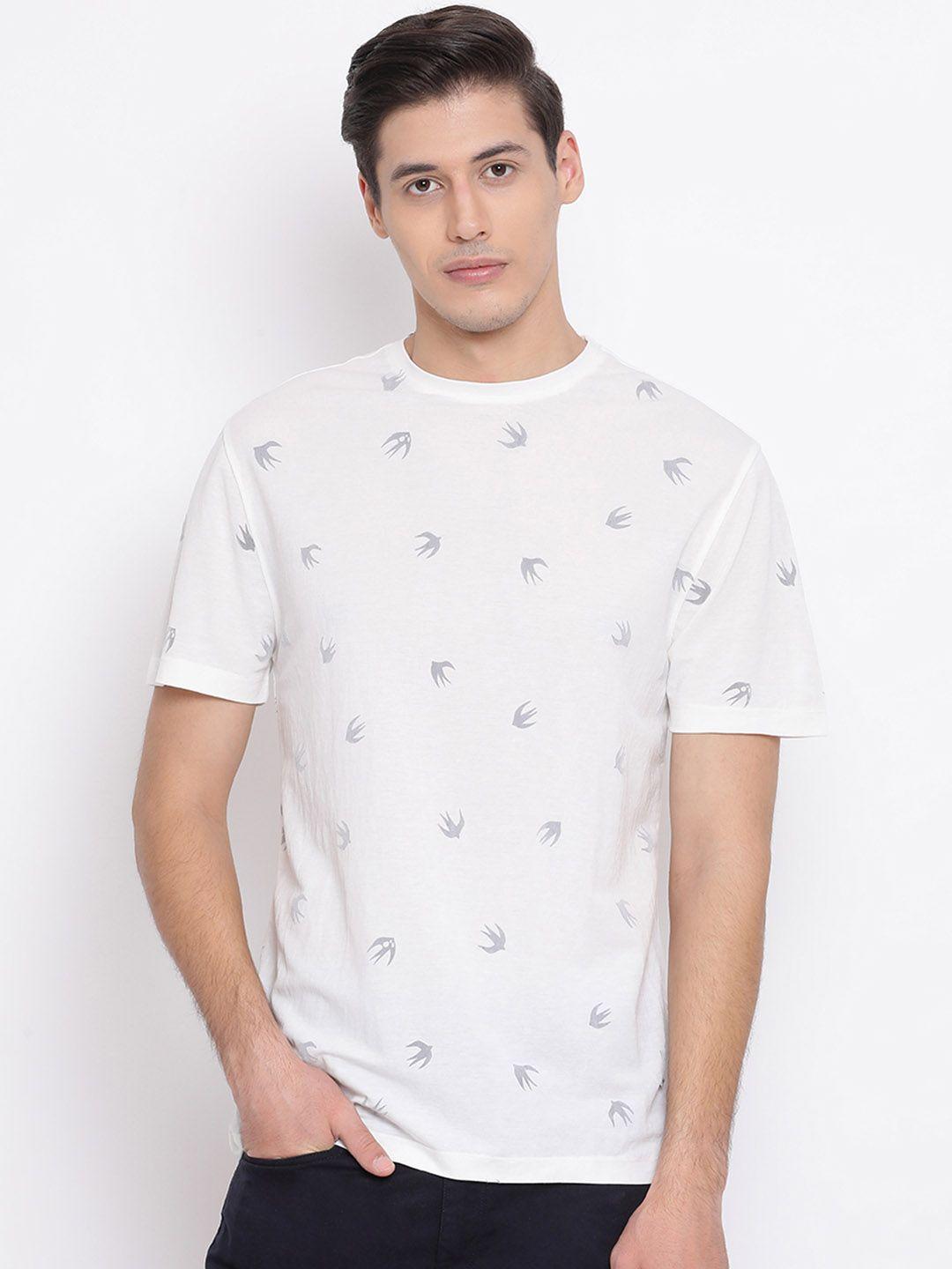 crimsoune club men white printed round neck t-shirt