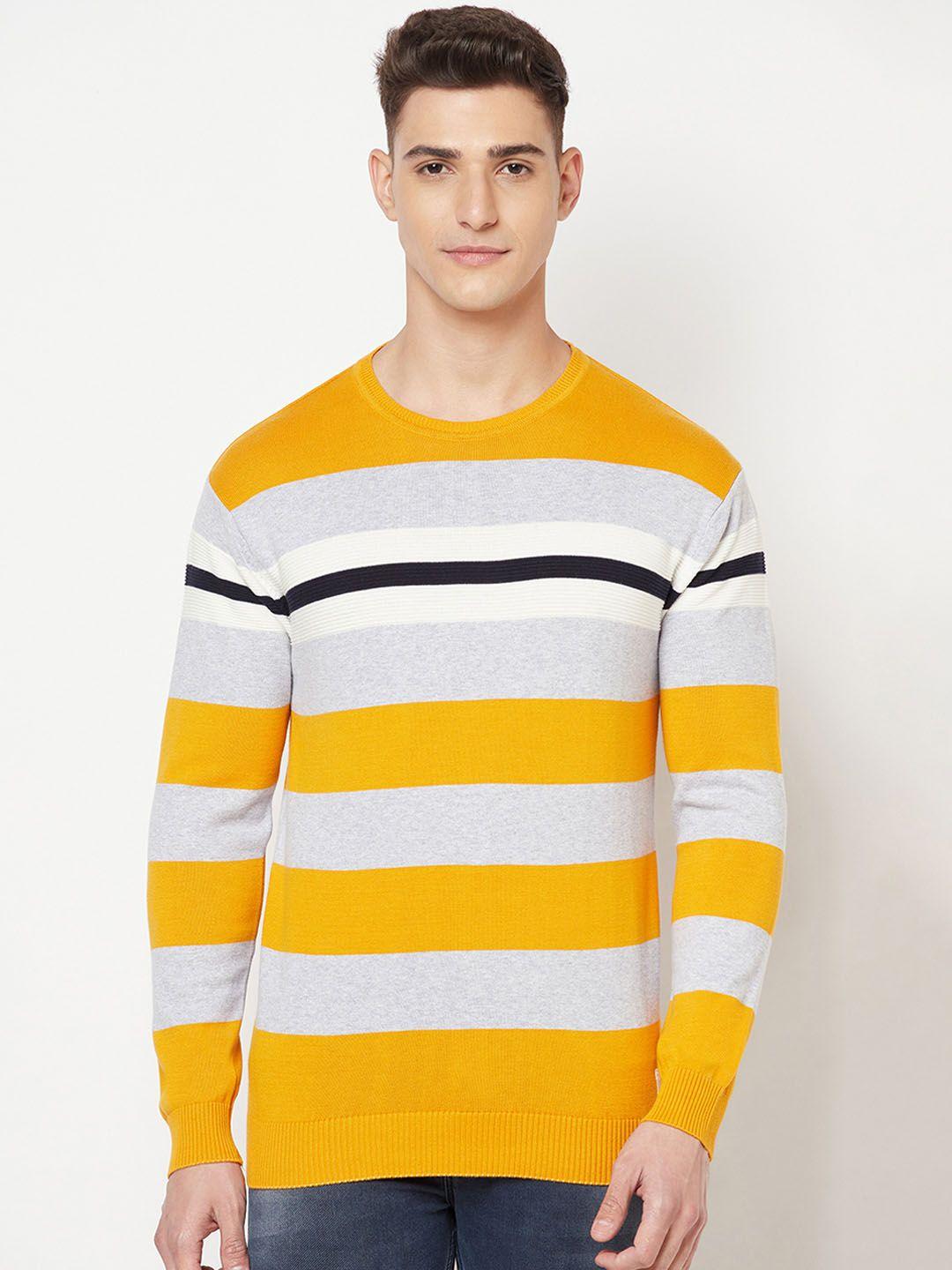 crimsoune club men yellow & white colourblocked pullover