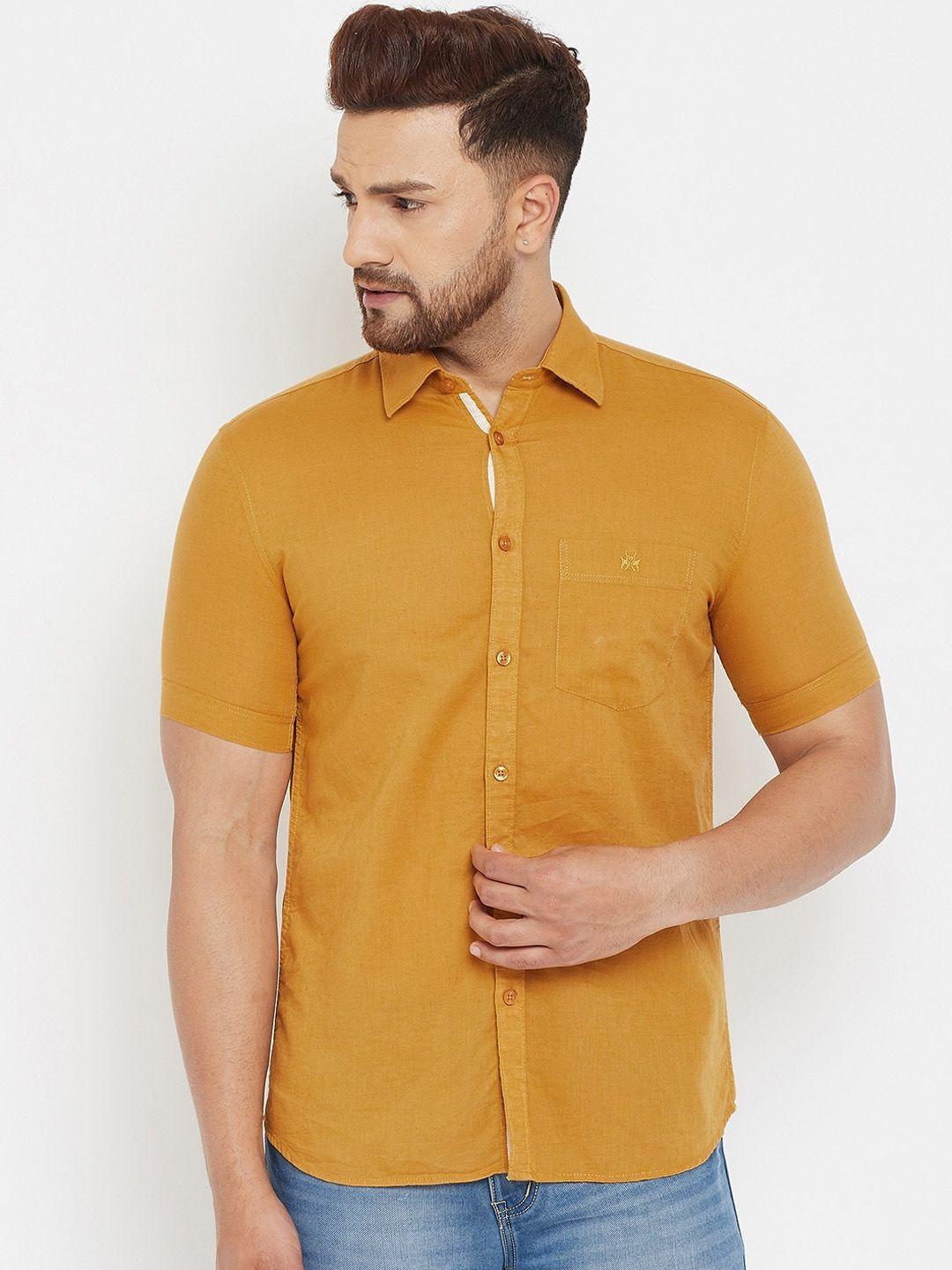 crimsoune club men yellow slim fit casual shirt