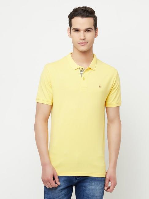 crimsoune club men yellow solid polo t-shirt