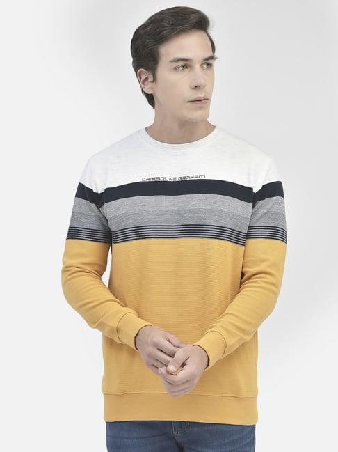 crimsoune club multicolored cotton regular fit striped sweatshirt