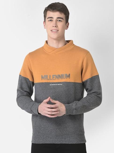 crimsoune club mustard & grey regular fit sweatshirt