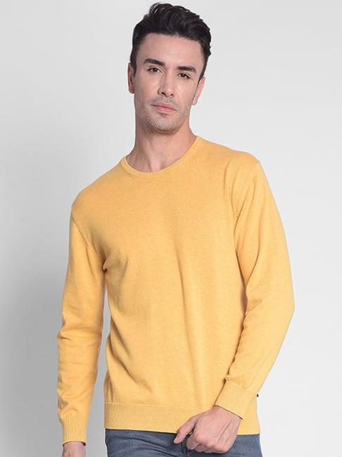 crimsoune club mustard regular fit cotton sweater
