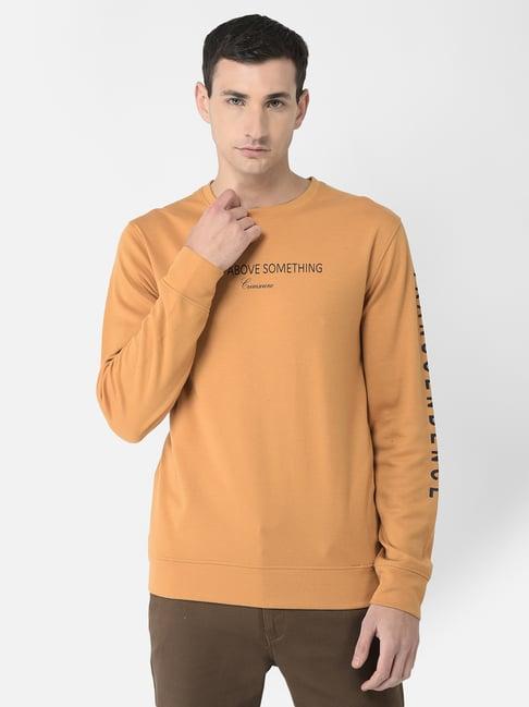 crimsoune club mustard regular fit printed sweatshirt