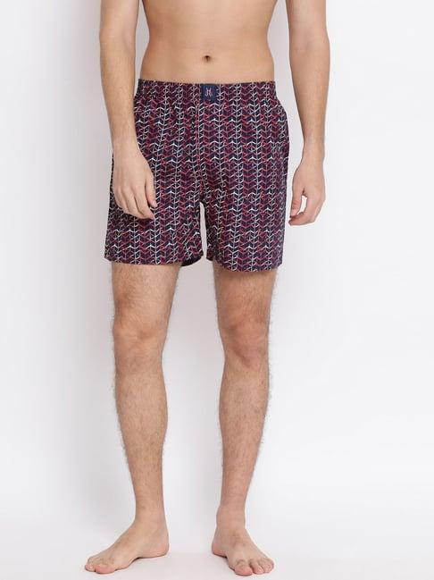 crimsoune club navy blue cotton regular fit printed boxers