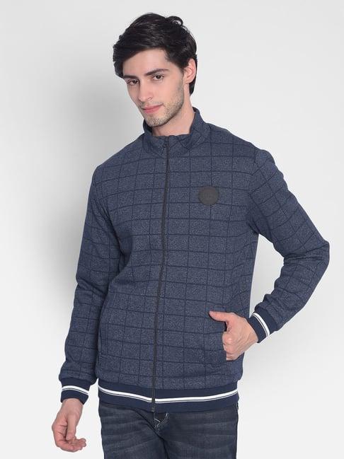 crimsoune club navy blue regular fit checks sweatshirt