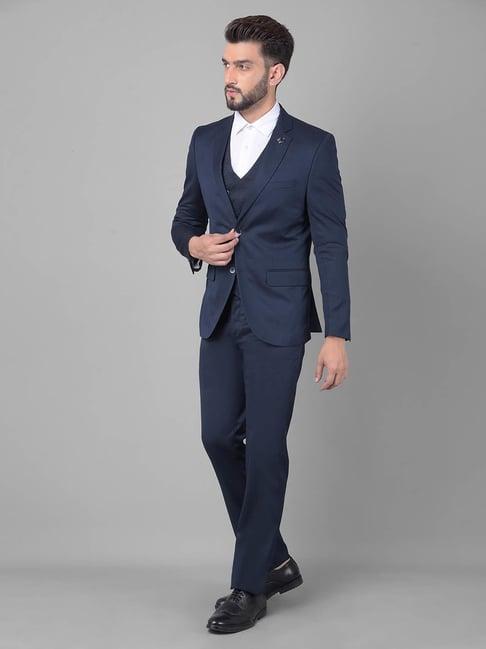 crimsoune club navy blue slim fit two piece suits