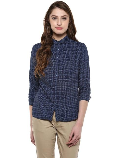 crimsoune club navy chequered shirt