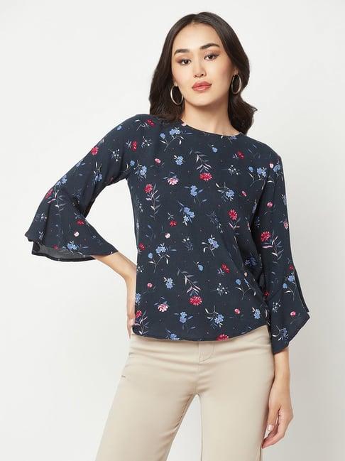 crimsoune club navy floral print top