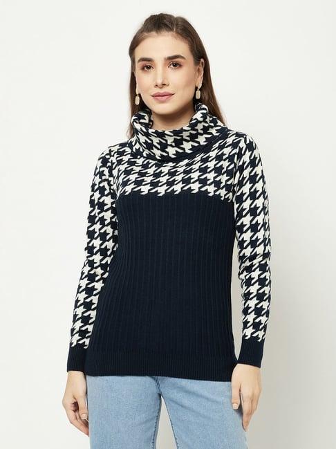 crimsoune club navy houndstooth pattern sweater